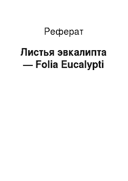 Реферат: Листья эвкалипта — Folia Eucalypti