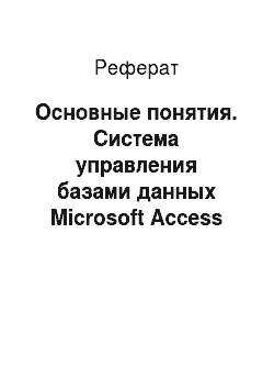 Реферат: Основные понятия. Система управления базами данных Microsoft Access