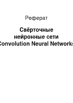 Реферат: Свёрточные нейронные сети (Convolution Neural Networks)