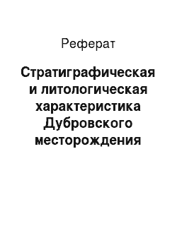 Реферат: Стратиграфическая и литологическая характеристика Дубровского месторождения