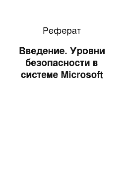 Реферат: Введение. Уровни безопасности в системе Microsoft