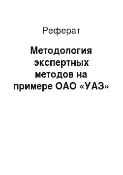 Реферат: Методология экспертных методов на примере ОАО «УАЗ»