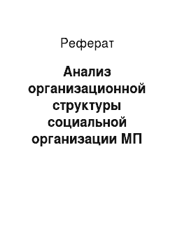 Реферат: Анализ организационной структуры социальной организации МП «Нижегородское метро»