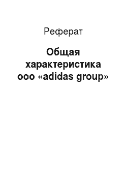 Реферат: Общая характеристика ооо «adidas group»
