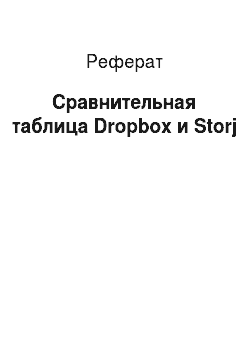 Реферат: Сравнительная таблица Dropbox и Storj