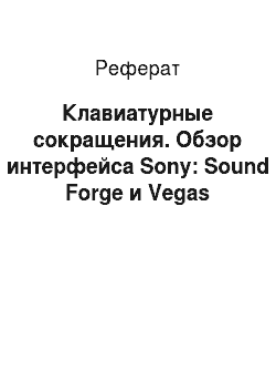 Реферат: Клавиатурные сокращения. Обзор интерфейса Sony: Sound Forge и Vegas