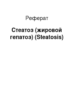 Реферат: Стеатоз (жировой гепатоз) (Steatosis)