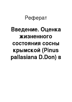 Реферат: Введение. Оценка жизненного состояния сосны крымской (Pinus pallasiana D.Don) в условиях парковой зоны города Симферополя