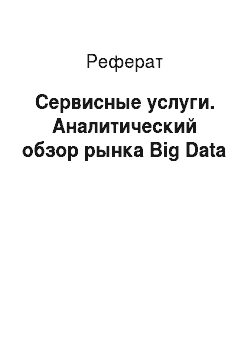 Реферат: Сервисные услуги. Аналитический обзор рынка Big Data