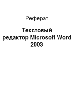 Реферат: Текстовый редактор Microsoft Word 2003