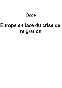 Эссе: L'Europe en face du crise de la migration