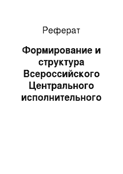 Реферат: Формирование и структура Всероссийского Центрального исполнительного комитета