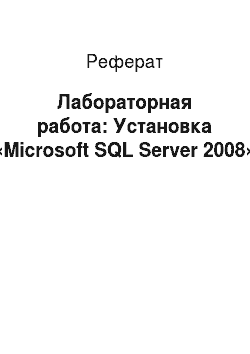 Реферат: Лабораторная работа: Установка «Microsoft SQL Server 2008»