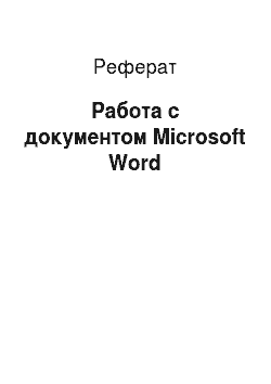 Реферат: Работа с документом Microsoft Word